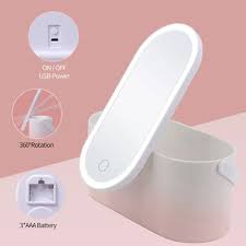 Portable LED Light Storage Box Beauty And Makeup Mirror